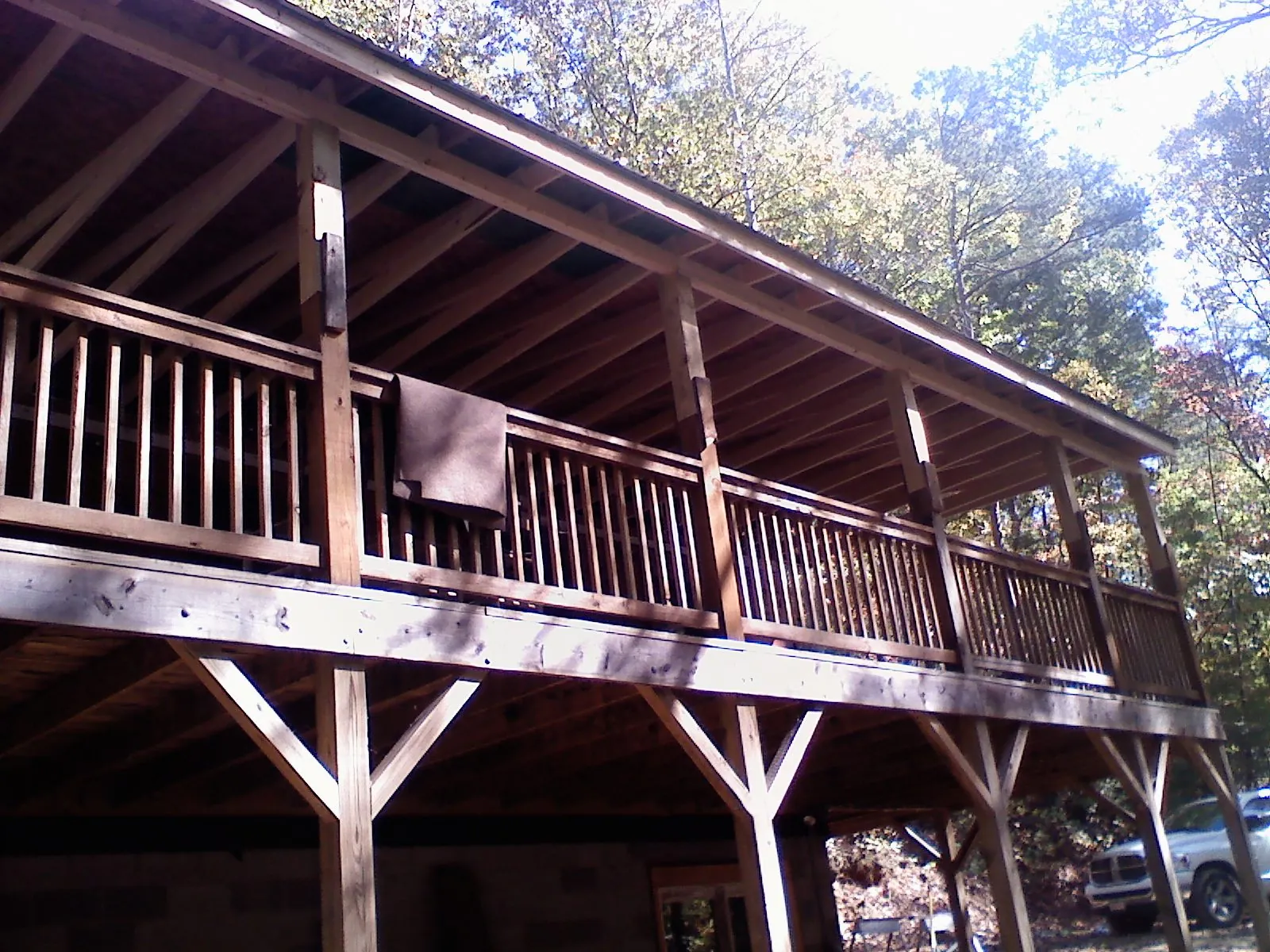 Timber framing under a new elevated porch and deck — Roof Leak Repair in Cedar Grove by Roofing Brothers